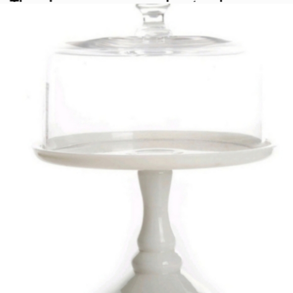 🌺🎂 New Pioneer Woman  White Milkglass 10"D Cake Stand & Lid - Picture 3 of 6